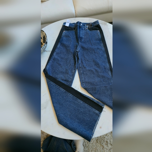 NWT EXPRESS Tuxedo Stripe Wide Leg Jeans Size 6L - Picture 15 of 16